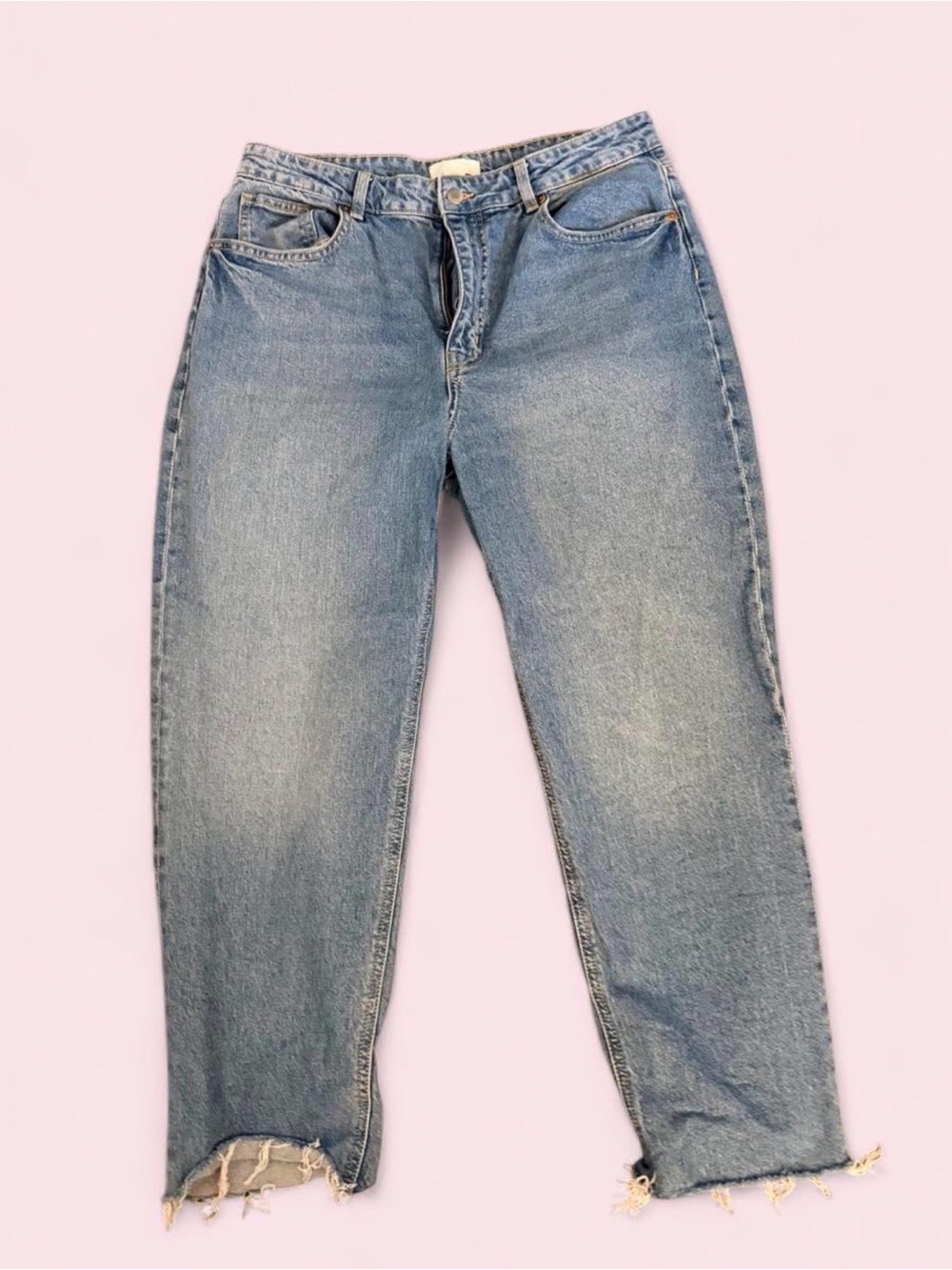 H&M Light Blue Boyfriend Jeans with Frayed Hem